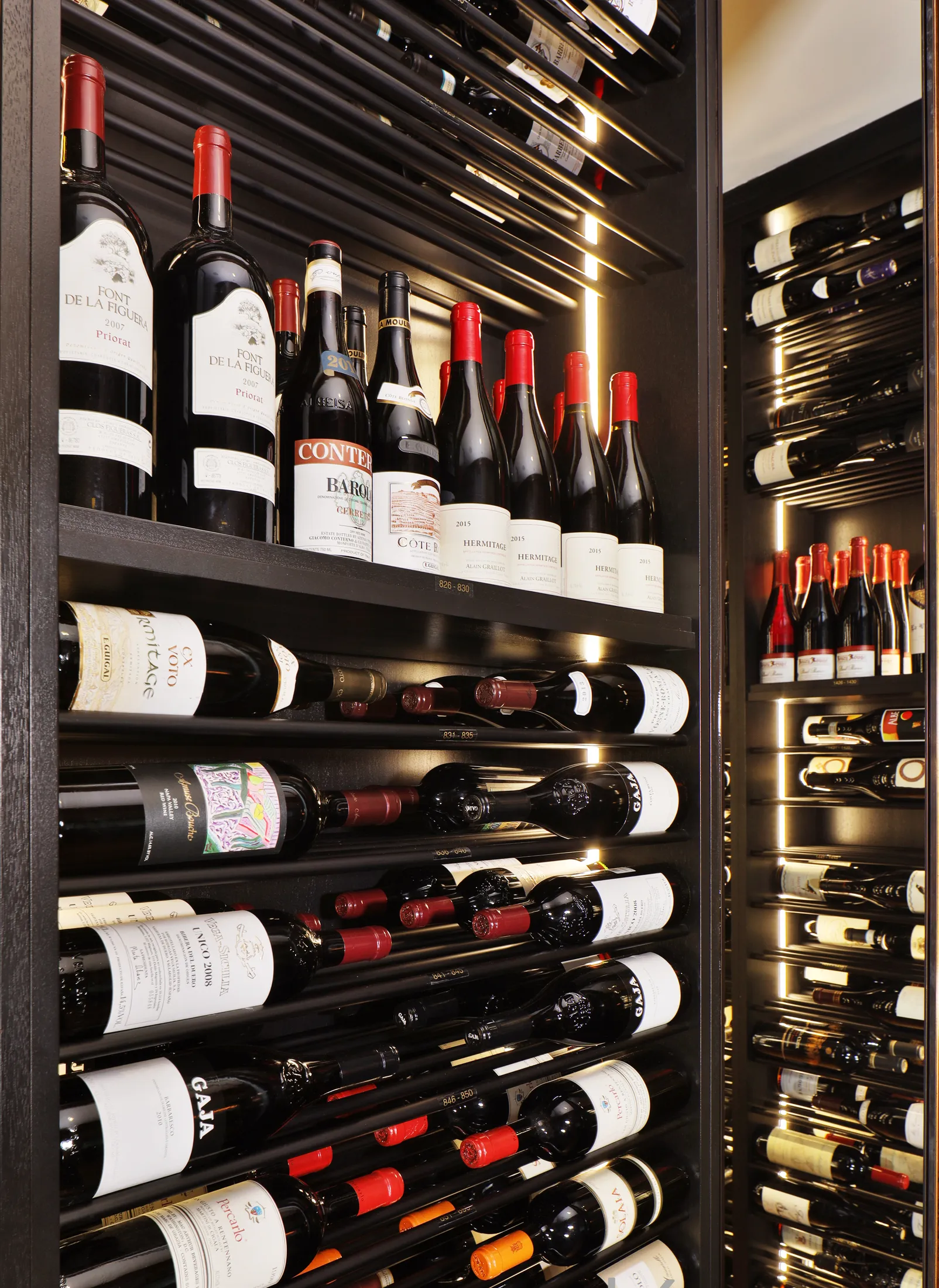 Wine bottles in a storage room