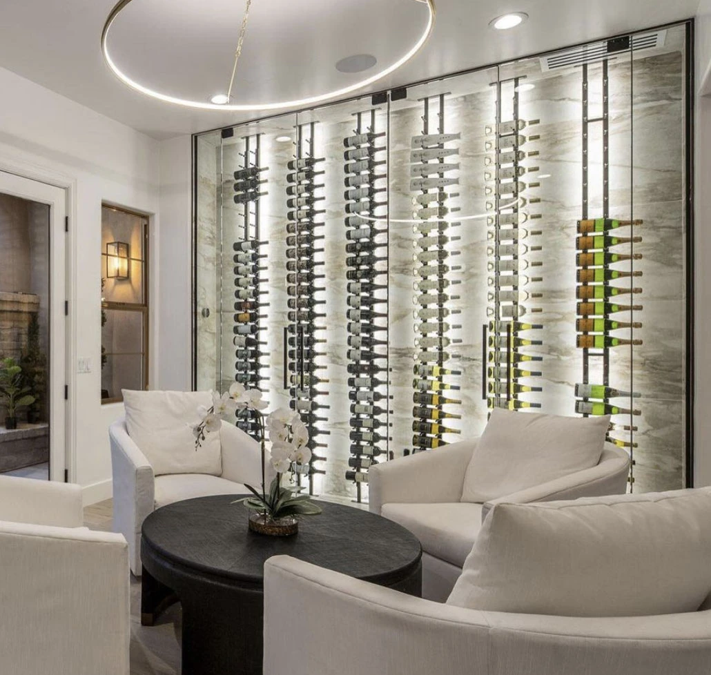 Wine cellar with a table and three chairs